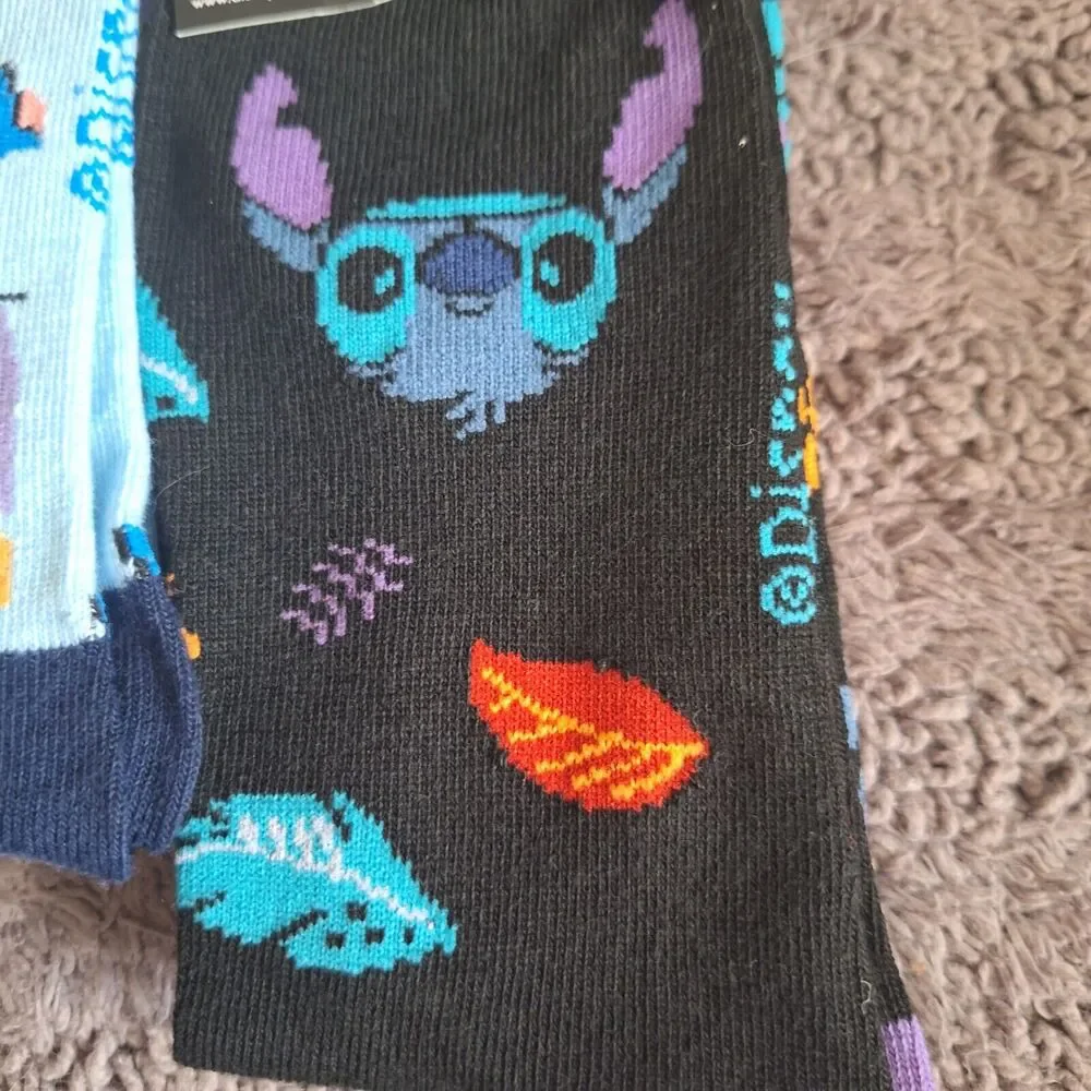 Disney LILO & STITCH Unisex Socks 3 Pair Multi Colors Stretchy‎ Size 9-13